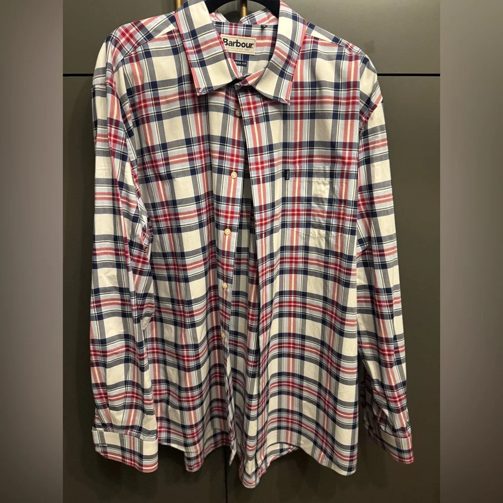 Barbour Highland 6 Tailored Plaid Long Sleeve Button Down Shirt Mens Size XL